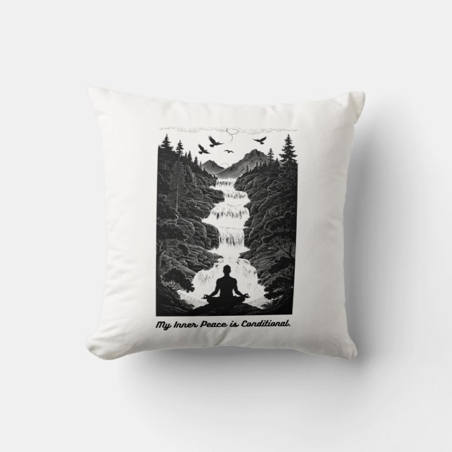 Almofada Camiseta Paz Interior Condicional | Zen Minimalist (Frente)