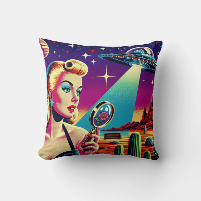 Almofada Camiseta Retro UFO Pin-Up (Frente)