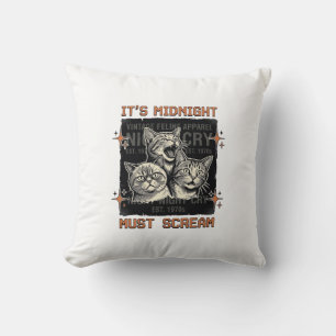 Almofada Camiseta Vintage de Gatos Gritando à Meia-Noite En