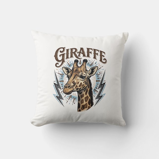 Almofada Camiseta Vintage Girafa com Relâmpago Desenhada_ (Frente)