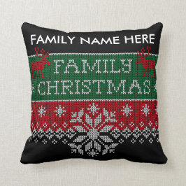 Almofada Camisola feia personalizada do Natal da família