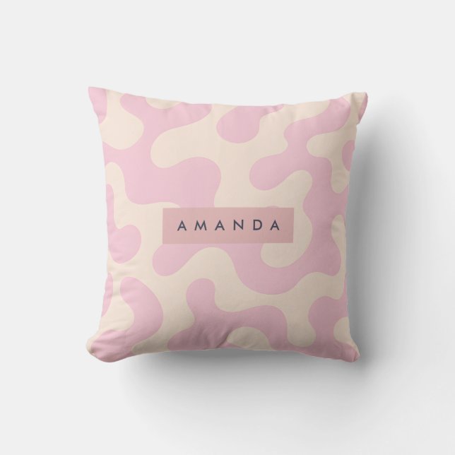Almofada Camo Abstrato Rosa e Bege Personalizado Soft (Frente)