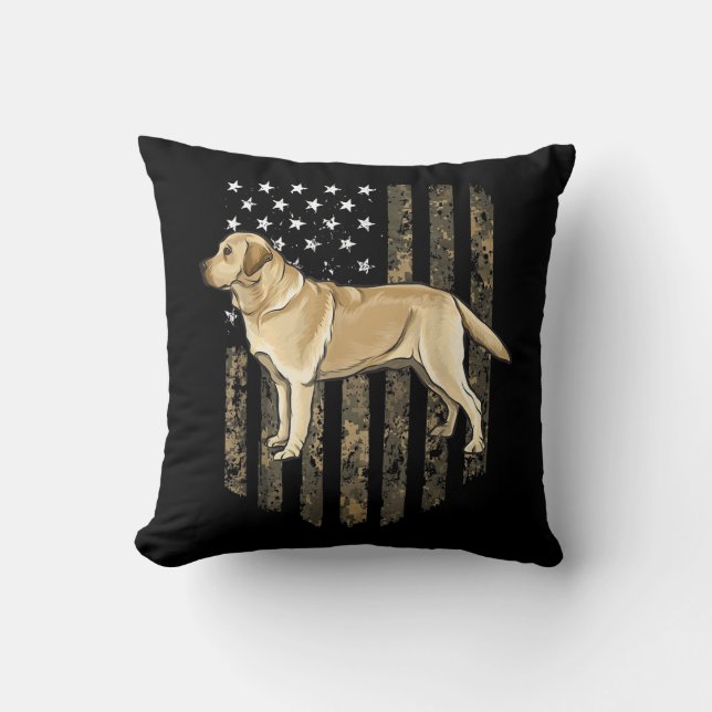 Almofada Camo American Flag Yellow Labrador Retriever Thor (Frente)