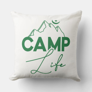 Almofada Camp Life Green Typografia Diversão T-Shirt