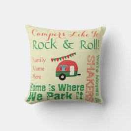 Almofada Camper Caravan Sayings Retro Red Green Wordcloud