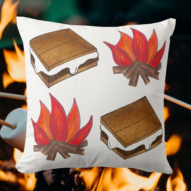 Almofada Campfire Smores torrado marshmallow S'mores (S'mores campfire pillow)