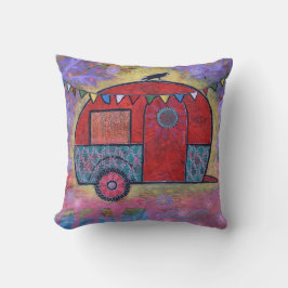 Almofada Campista do reboque da lágrima do hippy com corvo