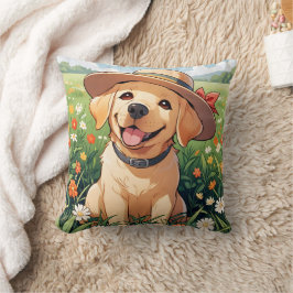 Almofada Campo de flores do Labrador Retriever