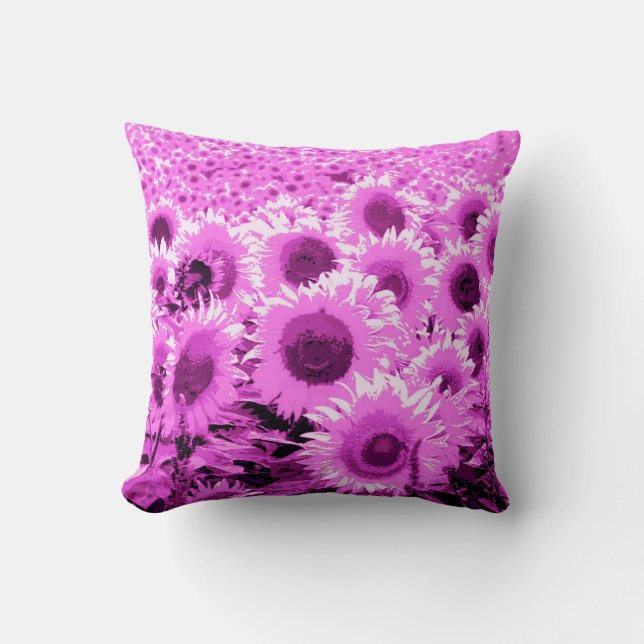 Almofada Campo de girassóis - violeta, orquídea e roxo (Frente)