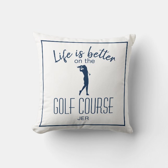 Almofada Campo de Golfe Citação de Golfista Monogramada Bra (Frente)