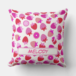 Almofada campo de morango rosa verão natureza fruta tropica