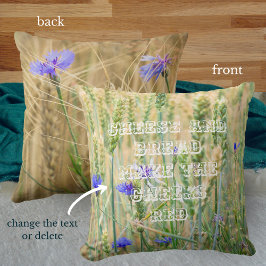 Almofada Campo de trigo de Verão com flores azuis