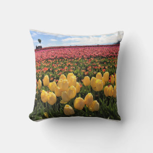 Almofada Campo de Tulipas Lindas com Balão de Ar Quente, Or