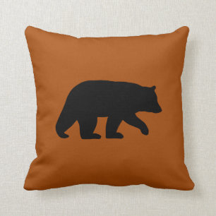 Almofada Campo Selvagem Laranja Queimado de Urso Negro