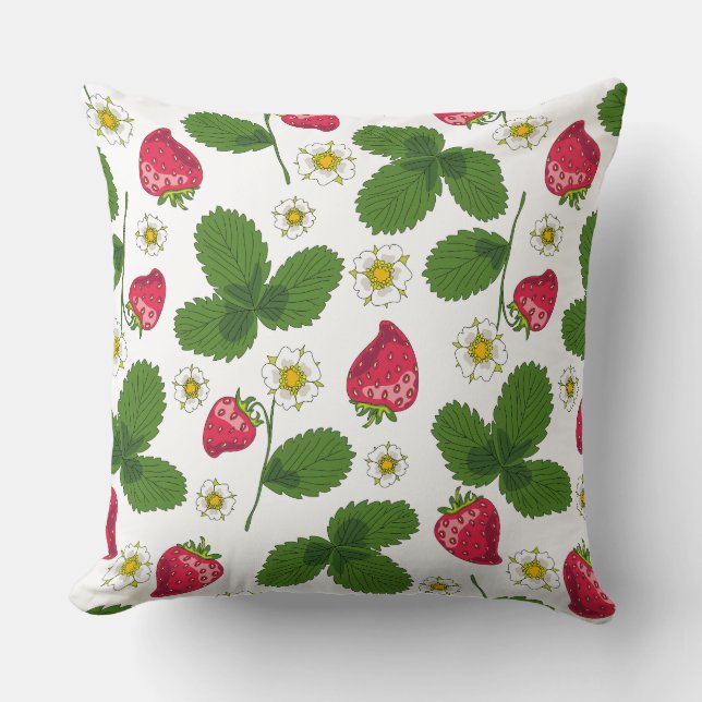 Almofada Campos de Morango em Branco (Frente)