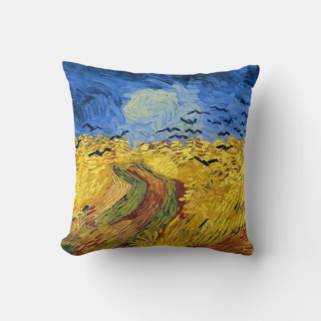 Almofada Campos de Trigo de Van Gogh pintura impressionista (Frente)