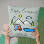 Almofada Campos Felizes RV Personalizam Montanhas de Acampa<br><div class="desc">Este design foi criado através da arte digital. Pode ser personalizado clicando no botão personalizar e alterando a cor, adicionando um nome, iniciais ou as suas palavras favoritas. Entre em contato comigo em colorflowcreations@gmail.com se você quiser usar este design em outro produto. Compre minha pintura de acrílico abstrato original para...</div>