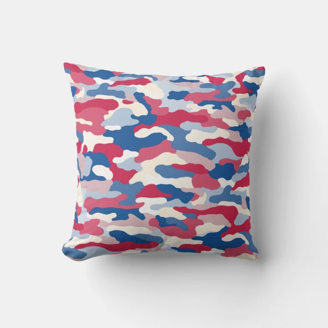 Almofada Camuflagem Azul e Branco Vermelho (Frente)