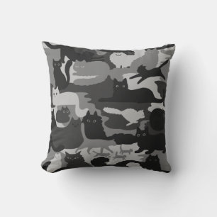 Almofada Camuflagem cinza Gatos-Padrão Cinza Gatinhos Camo