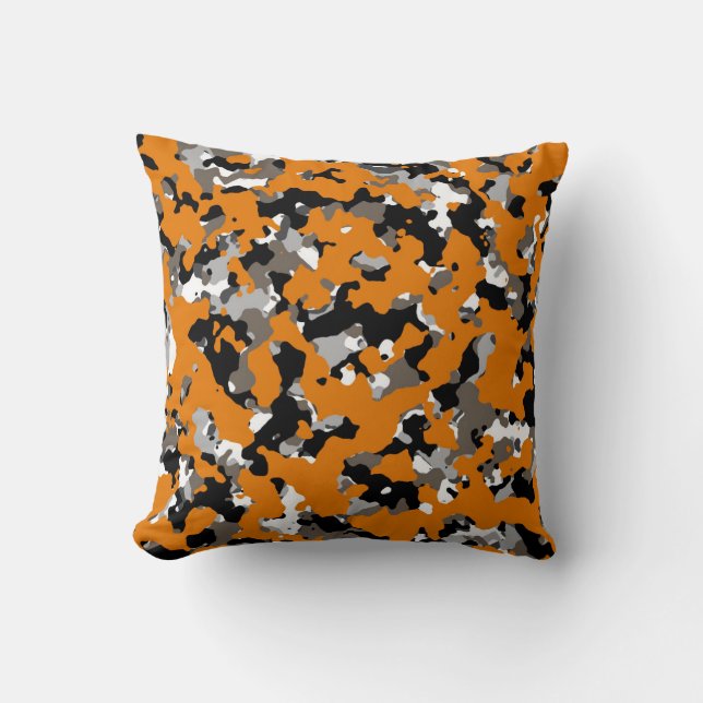 Almofada Camuflagem de Cinza Negra Laranja Tan Camouflage I (Frente)
