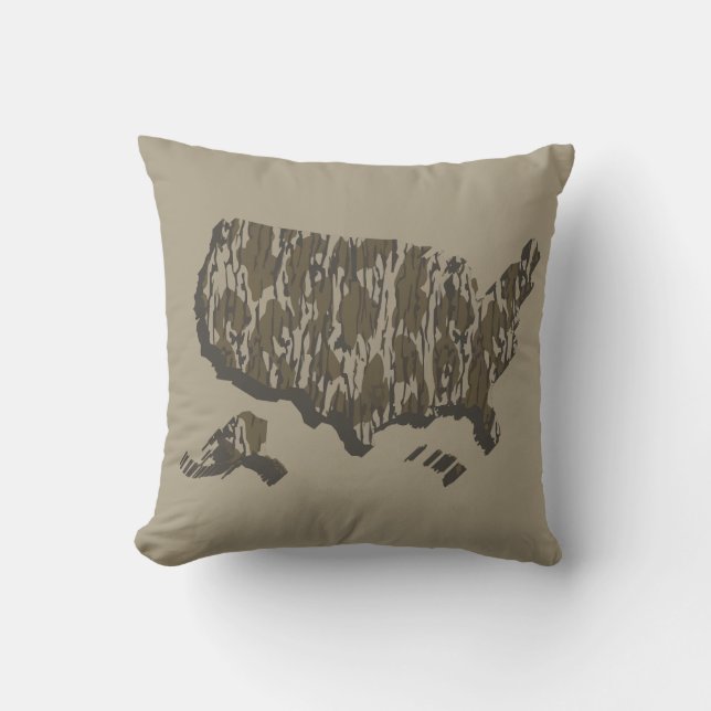 Almofada Camuflagem de Mapa Americano de Camo Bottomland (Frente)