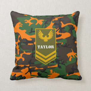 Almofada Camuflagem militar do exército de COR e monograma