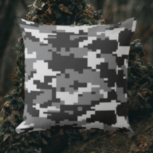 Almofada Camuflagem Preta e Cinza