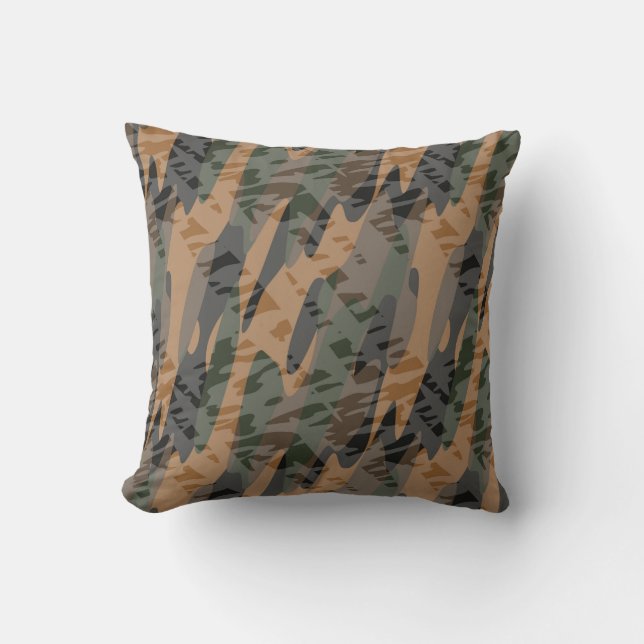 Almofada camuflagem texturizada laranja e verde (Frente)