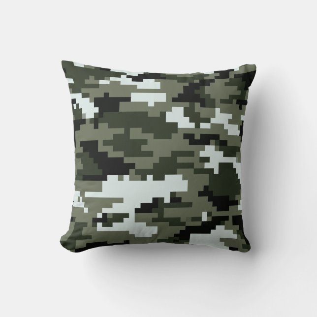 Almofada Camuflagem urbana digital de 8 bits/Camo (Frente)