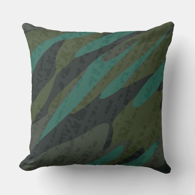 Almofada Camuflagem Verde Abstrato (Frente)