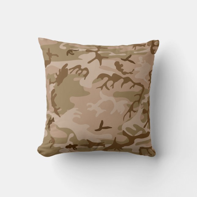 Almofada Camuflagem Verde Bege Marrom Deserto (Frente)