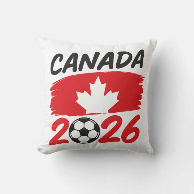 Almofada Canada 2026 Soccer Fan Design with Maple Leaf (Frente)