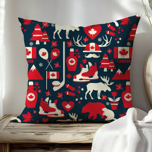 Almofada Canadá Natal Canadense Inverno Alce Padrão
