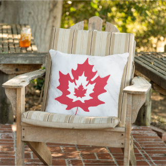 Almofada Canadense Maple Leaf Marble Red e White Patriotic