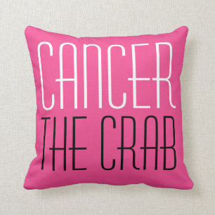 Almofada Cancer Caranguejo Tipografia Zodiac Rosa Quente