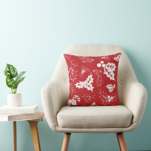 Almofada Candy Cane Holly Travesseiro decorativo Red Holi