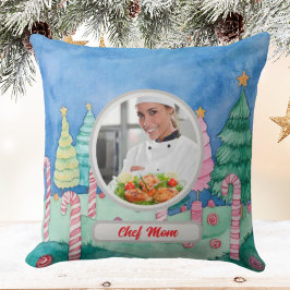 Almofada Candy de Natal Cane Personalizado Chef Mãe Foto