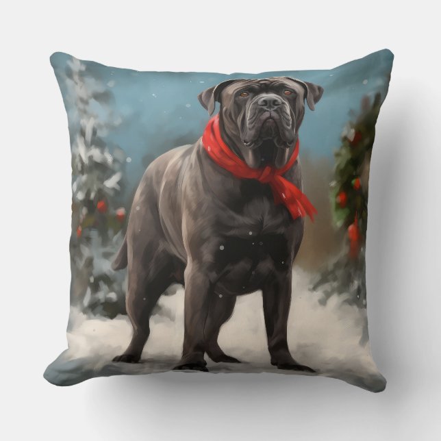 Almofada Cane Corso no Natal da Neve (Frente)