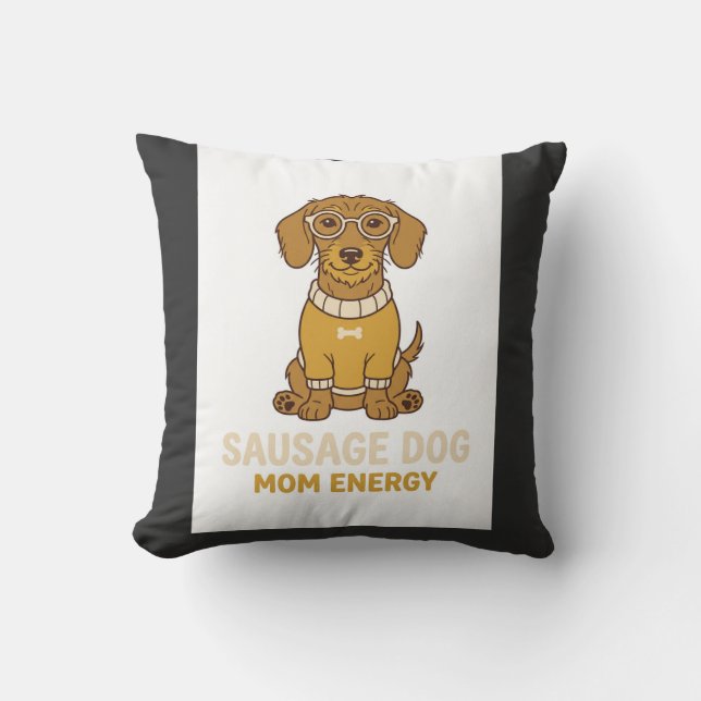 Almofada Caneca de Café Energia de Mãe de Cachorro Salsicha (Frente)