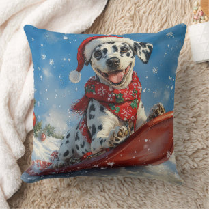 Almofada Cão Dalmata em Trenó Deixe Nevar Natal