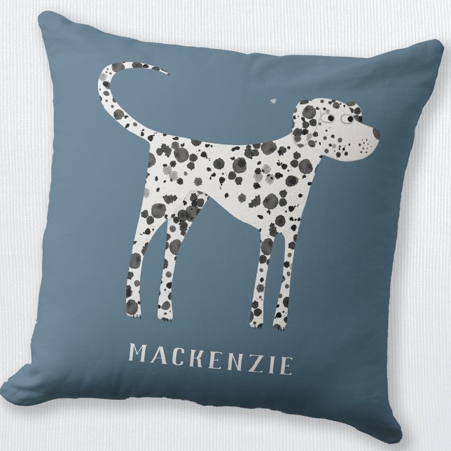 Almofada Cão Dalmático Personalizado (Cute Dalmatian dog personalized name pillow for animal lovers)