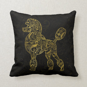 Almofada Cão de caniche no teste padrão Dourado de Paisle