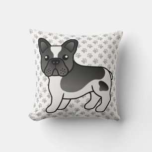 Almofada Cão-de-Cartoon Negro Piebaldo Francês