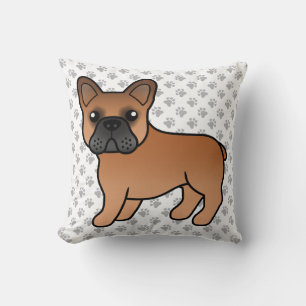 Almofada Cão-de-Cartoon Vermelho Francês Bulldog
