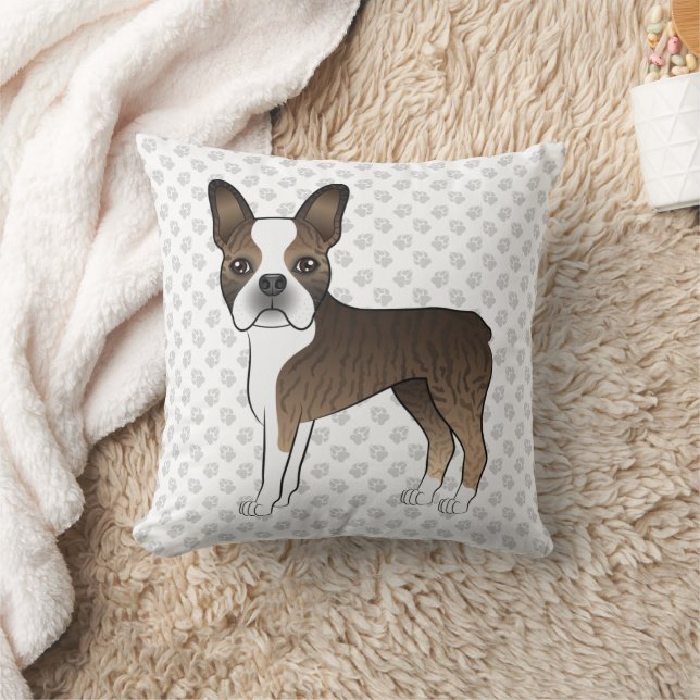 Almofada Cão de desenho animado fofo do Boston Terrier com  (Cobertor)