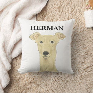 Almofada Cão de Greyhound Fawn Reversível Personalizado