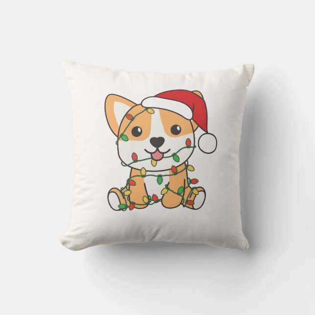 Almofada Cão de inverno de Corgi (Frente)