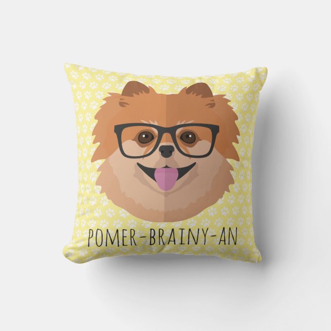 Almofada Cão de Pomeranian em vidros do nerd | (Frente)