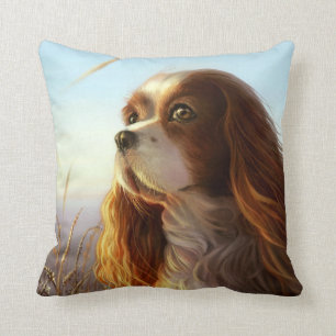 Almofada Cão descuidado do rei Charles na pintura do outon