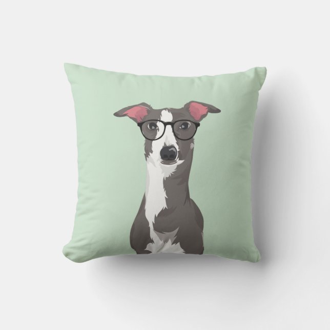 Almofada Cão do galgo italiano do hipster para amantes do (Frente)